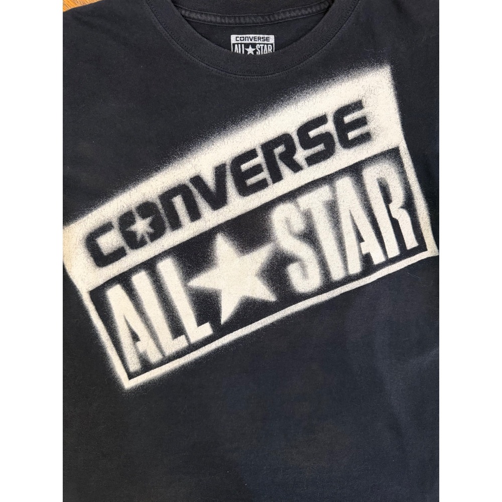 Converse All Star Kids XL Black Graphic T-Shirt Stencil Logo Short Sleeve Tee